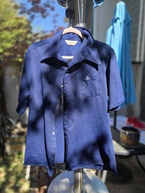 Original Penguin Men’s Short Sleeve Button-Up Golf Shirt Shirt - Navy